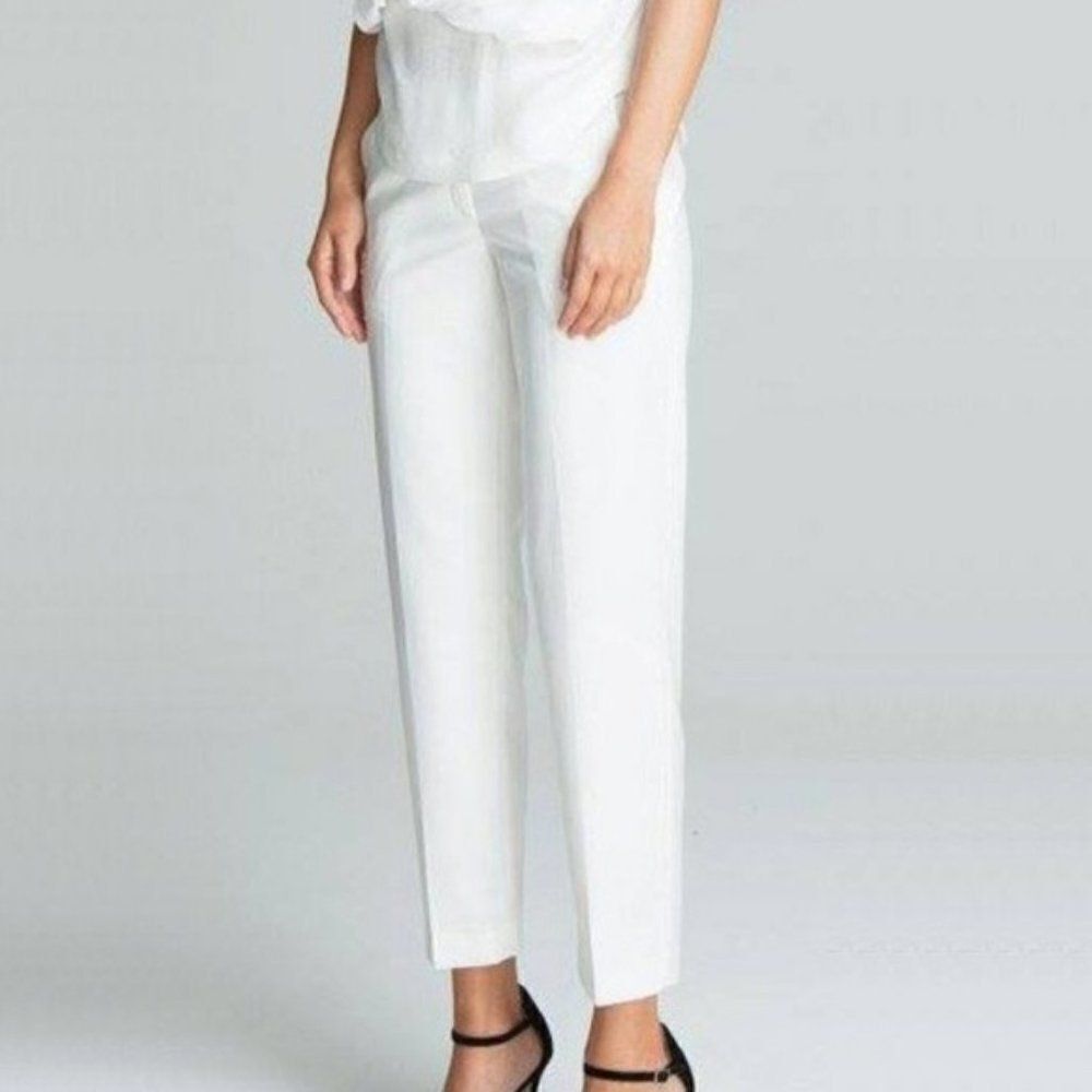 Blessed  are the Meek White Pants X-Small White  Cropped  Dress Trousers‎